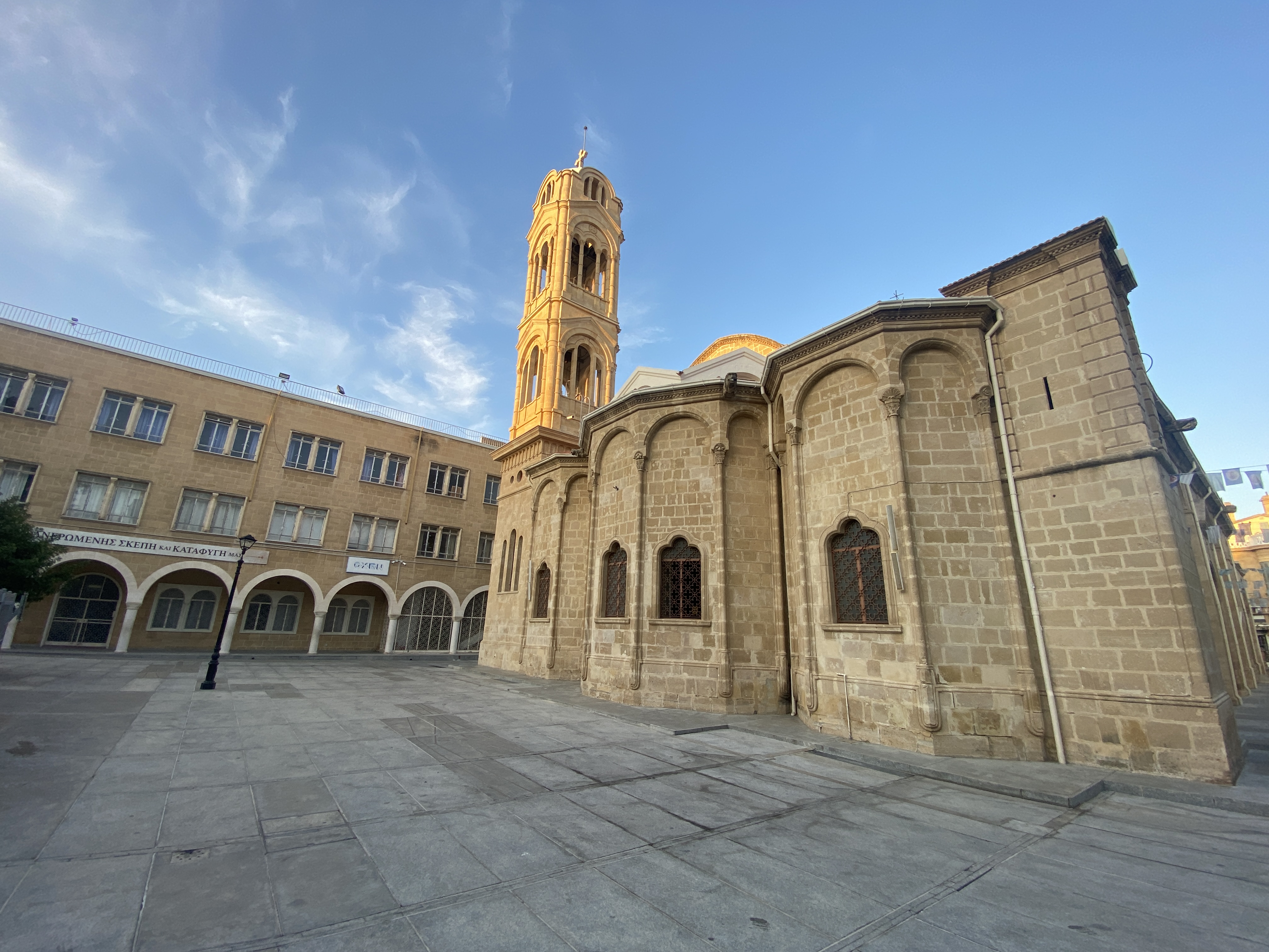 Historic church and bell tower in Nicosia's old town