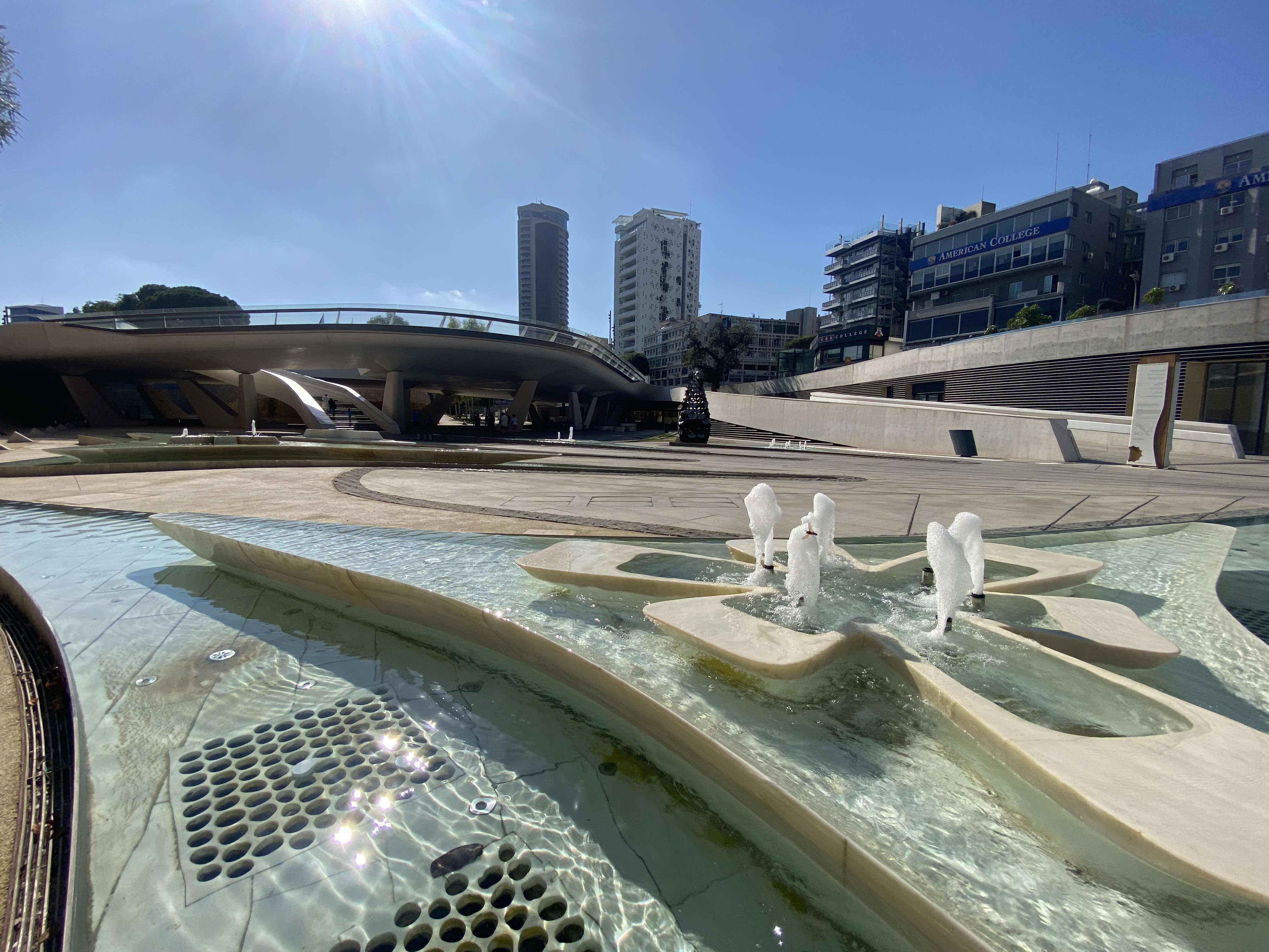 Modern fountain square in central Nicosia